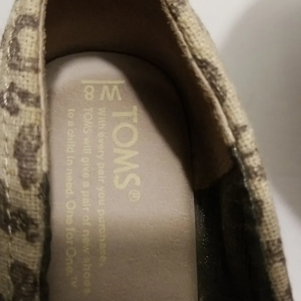 Toms Espadrille  Shoes Wedge Peep Toe Sandals Womens Size 8 Animal Print Summer